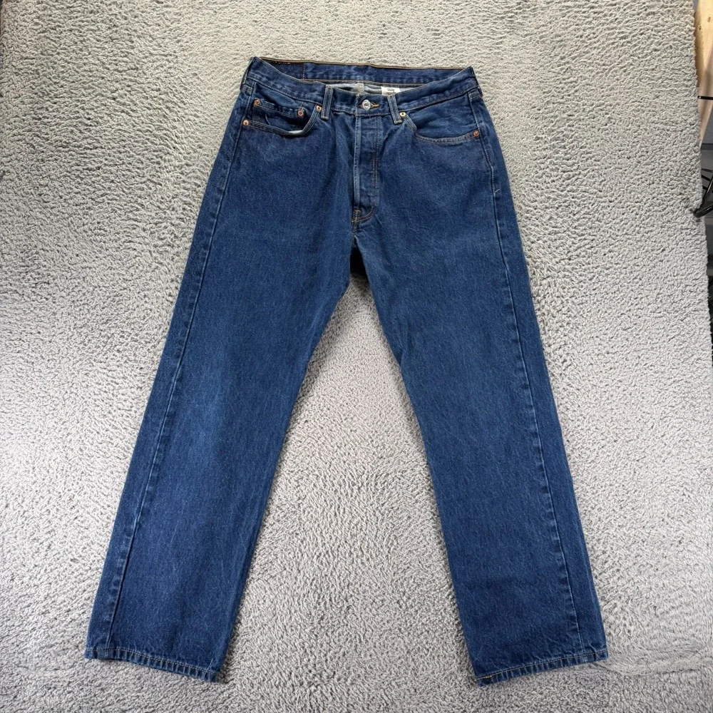 Vintage Levi's 501 Jeans Mens 34x32 Blue Cotton Denim Straight Leg Faded Travel